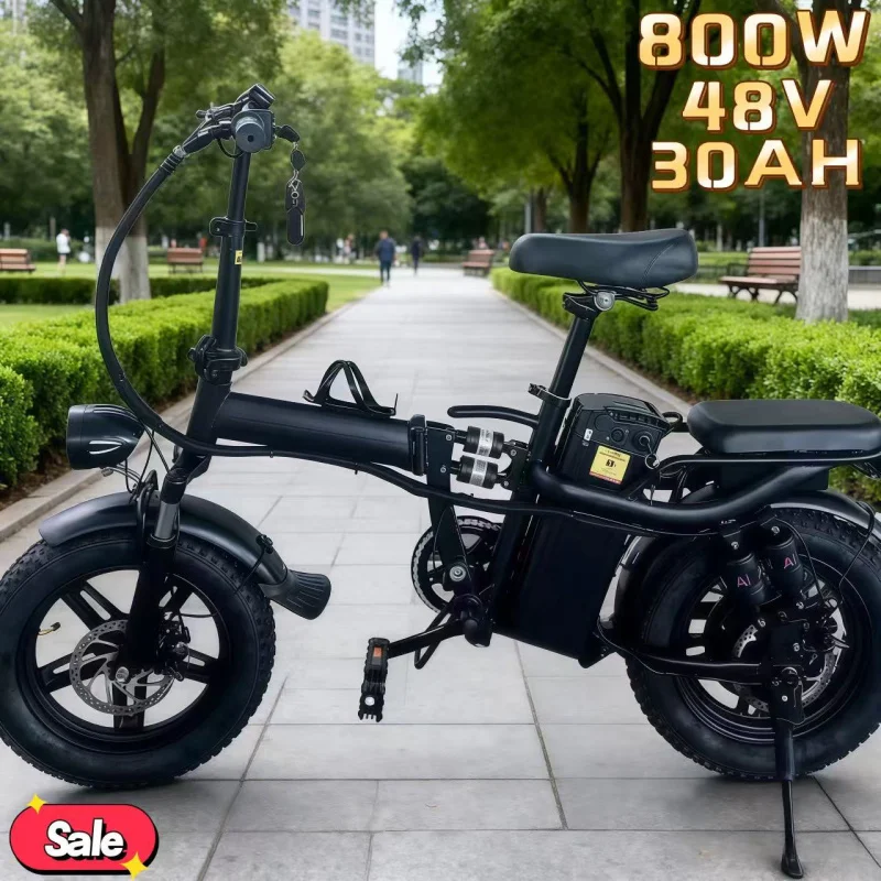 

800W foldable electric bicycle, 16-inch high-carbon steel frame, 48V 30AH ultra-long battery life, worry-free travel