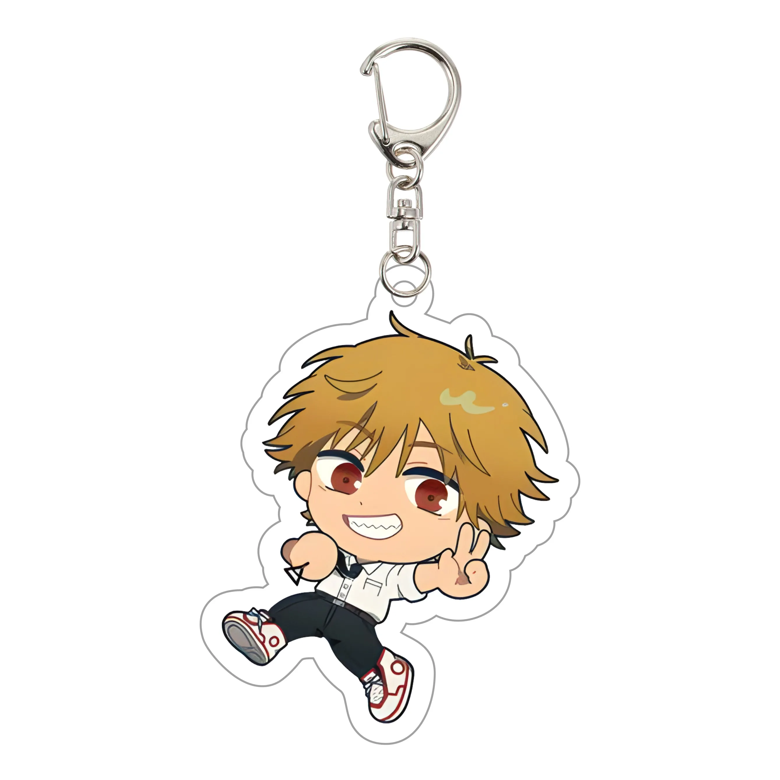 سلسلة مفاتيح أكريليك أنيمي من Chainsaw Man - قلادة شخصية كرتونية، مناسبة للحقائب والمفاتيح، هدايا تنكرية، هدية مثالية لمحبيها