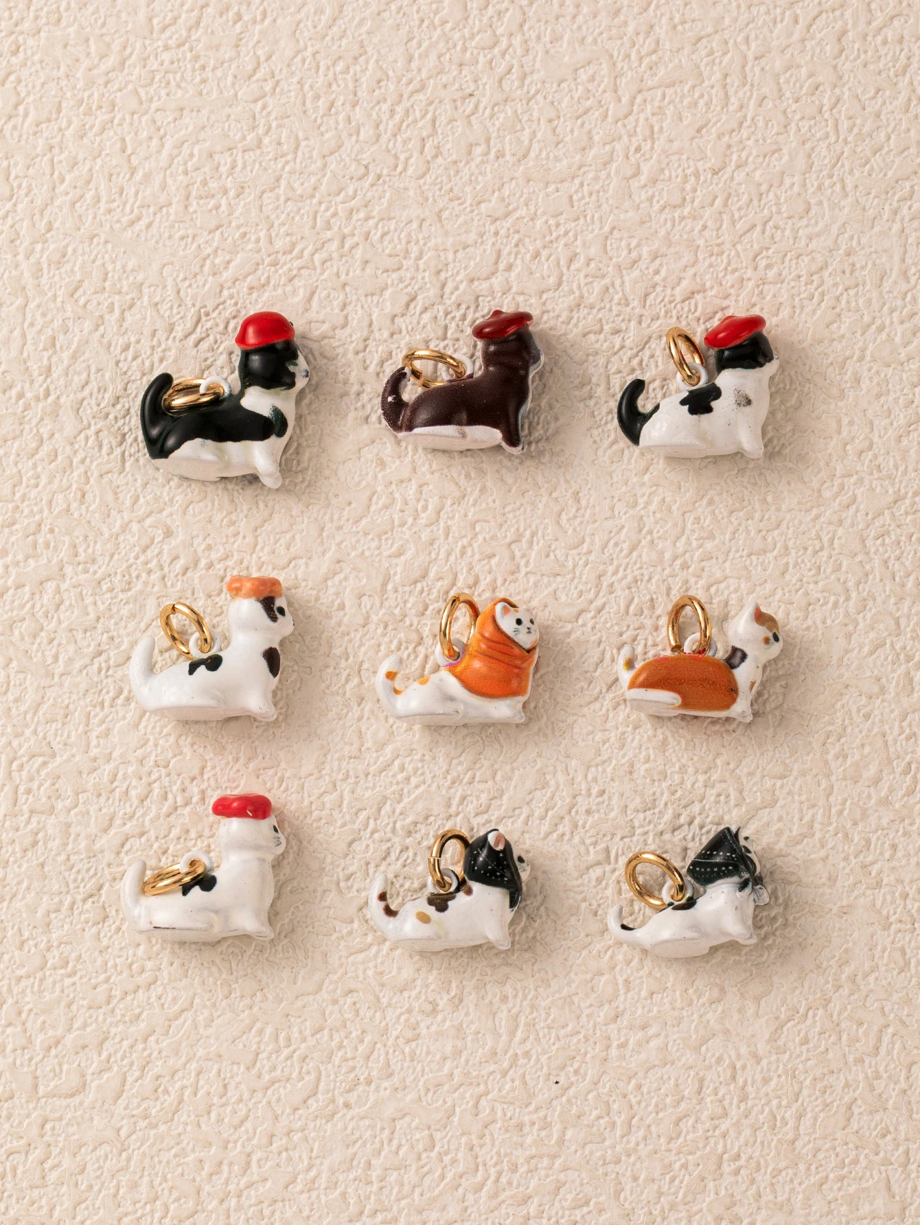 Neue Niedliche Katzen-Serie Anhänger DIY Tropföl-Malerei Kupferbeschichtung 14K Gold Farberhaltend – Detail 4