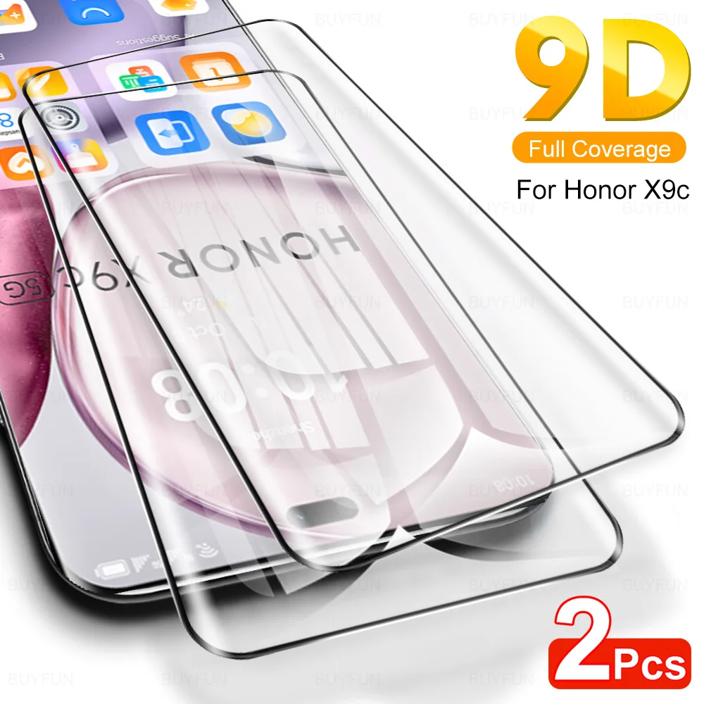 2Pcs Tempered Glass For Honor X9c 5G 2024 3D Curved Screen Protector Honar Honour X9 C C9x HonorX9c Black Edge Front Film honer