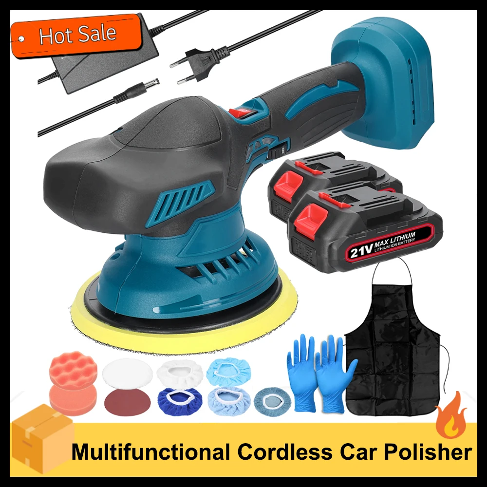 Cordless Car Polisher 6 Gears of Speed Adjustable Electric Auto Polishing Machine Metal Waxing Wood Sanding Rust Removal Machine