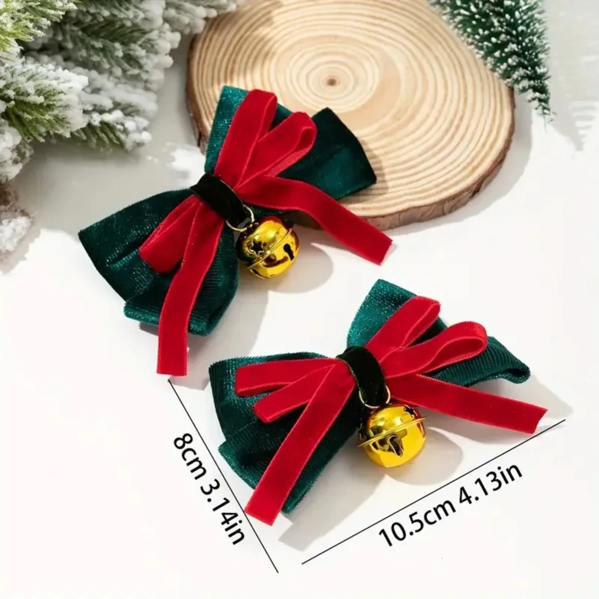 2024 new cute velvet big bow metal bell pendant duckbill clip for Women Christmas hair clip bangs clip side clip party Gift