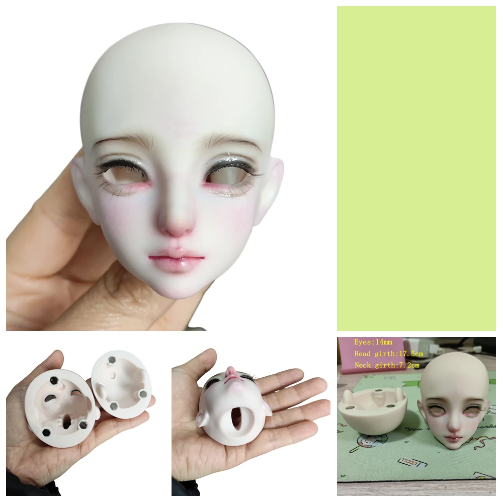 

1/4 bjd doll practice pink head with makeup doll accessories PVC vinyl A LIANG