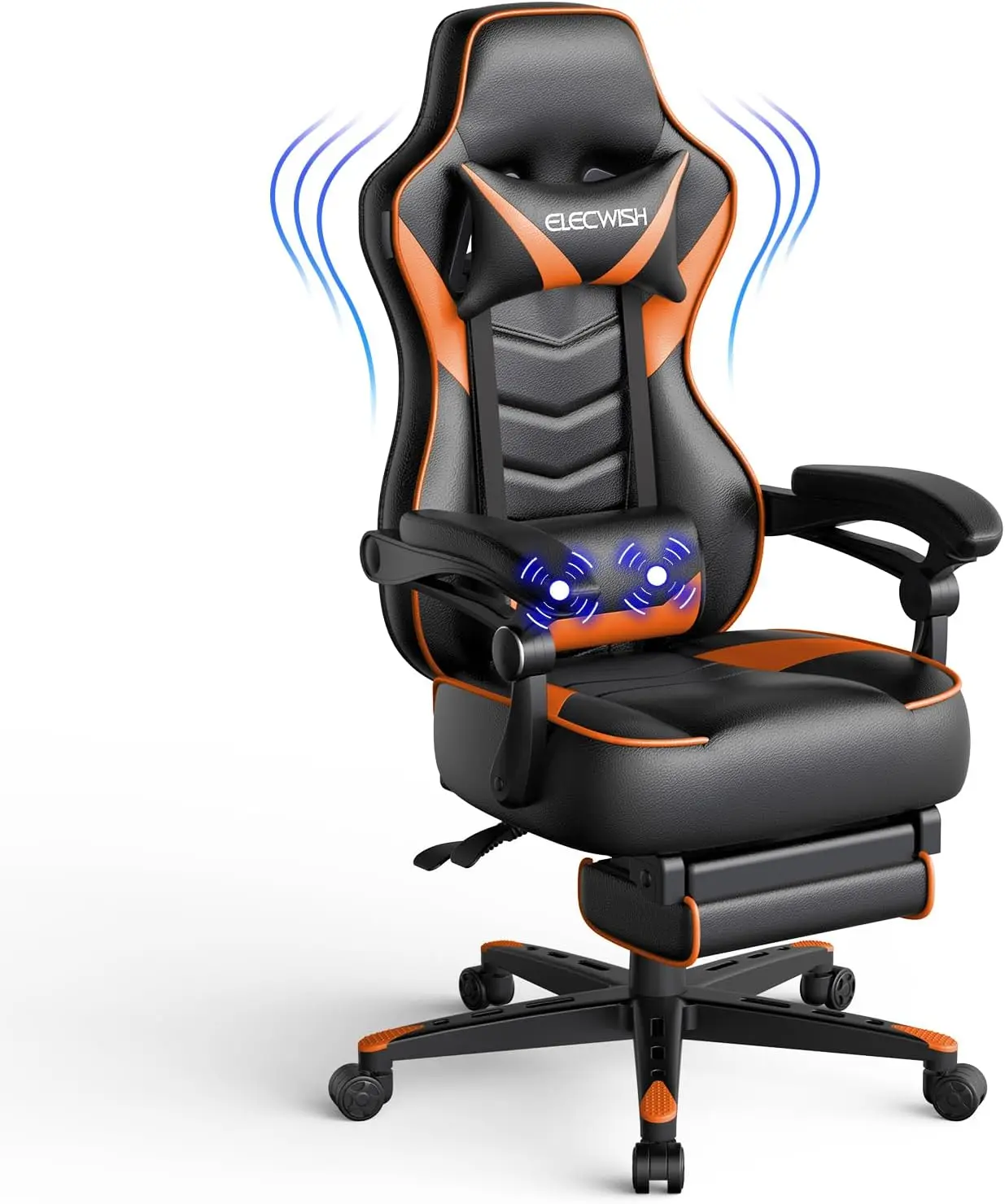 Gaming Chair with Massage for Adults Ergonomic Racing Style High Back Computer Chair with Footrest Headrest and Lumbar Support