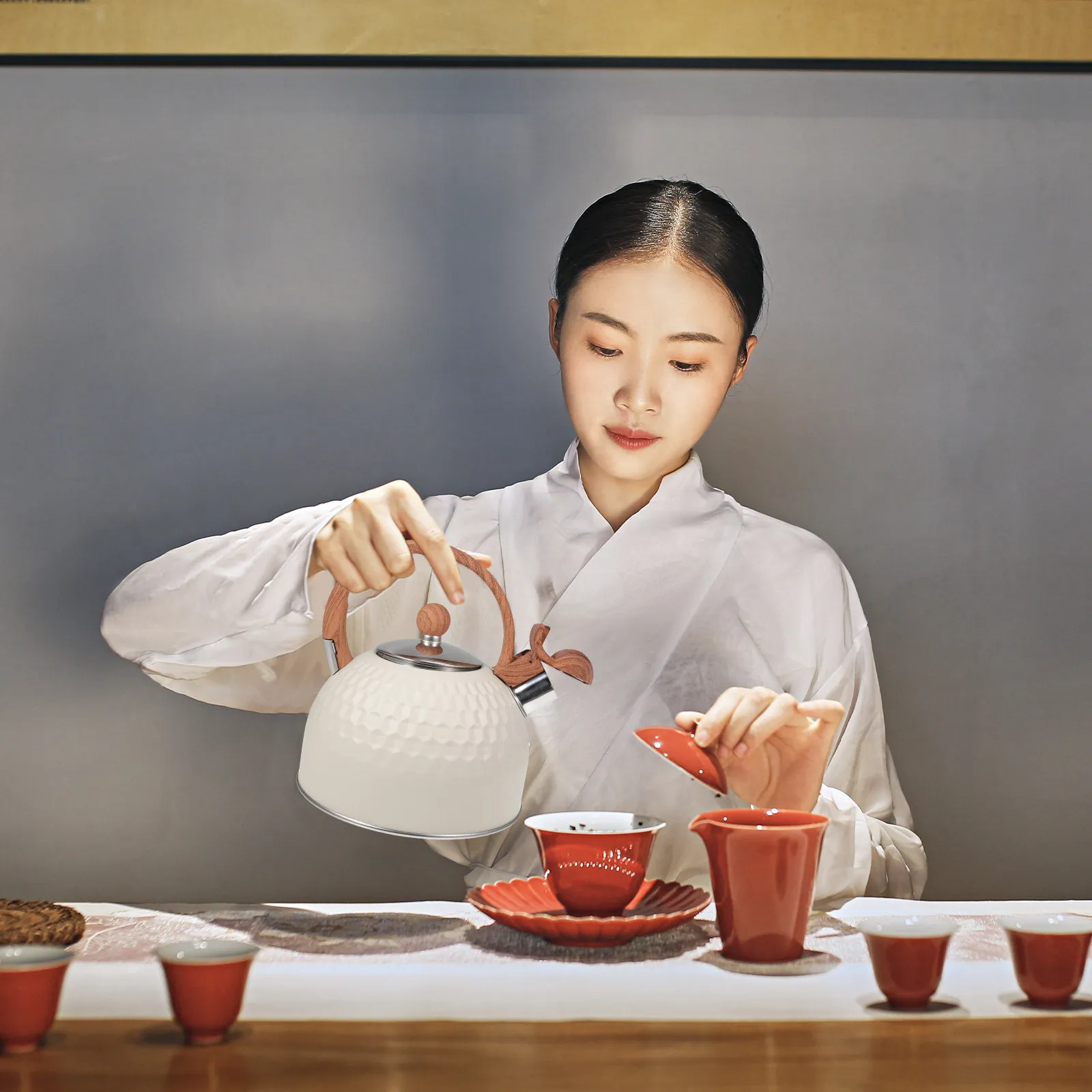 

Stainless Steel Teakettle Stovetop Water Boiling Pot for Home Tea Aficionados Professional Tea Efficient Heating Base