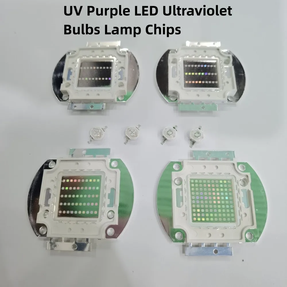 3W 5W 10W 20W 30W 50W 100W UV Purple LED Ultraviolet Bulbs Lamp Chips 365nm 375nm 380nm 385nm 395nm 400nm 405nm High Power Light