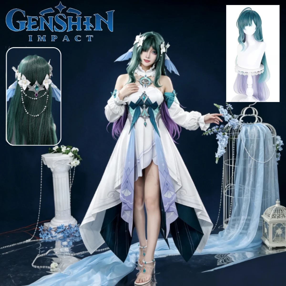 SSR 겐신 임팩트 보디야니차 코스프레 의상, 스네즈나야 여성용 의상, 카니발, 애니메이션, 게임, 역할극용 가발 및 액세서리 세트 title=SSR 겐신 임팩트 보디야니차 코스프레 의상, 스네즈나야 여성용 의상, 카니발, 애니메이션, 게임, 역할극용 가발 및 액세서리 세트