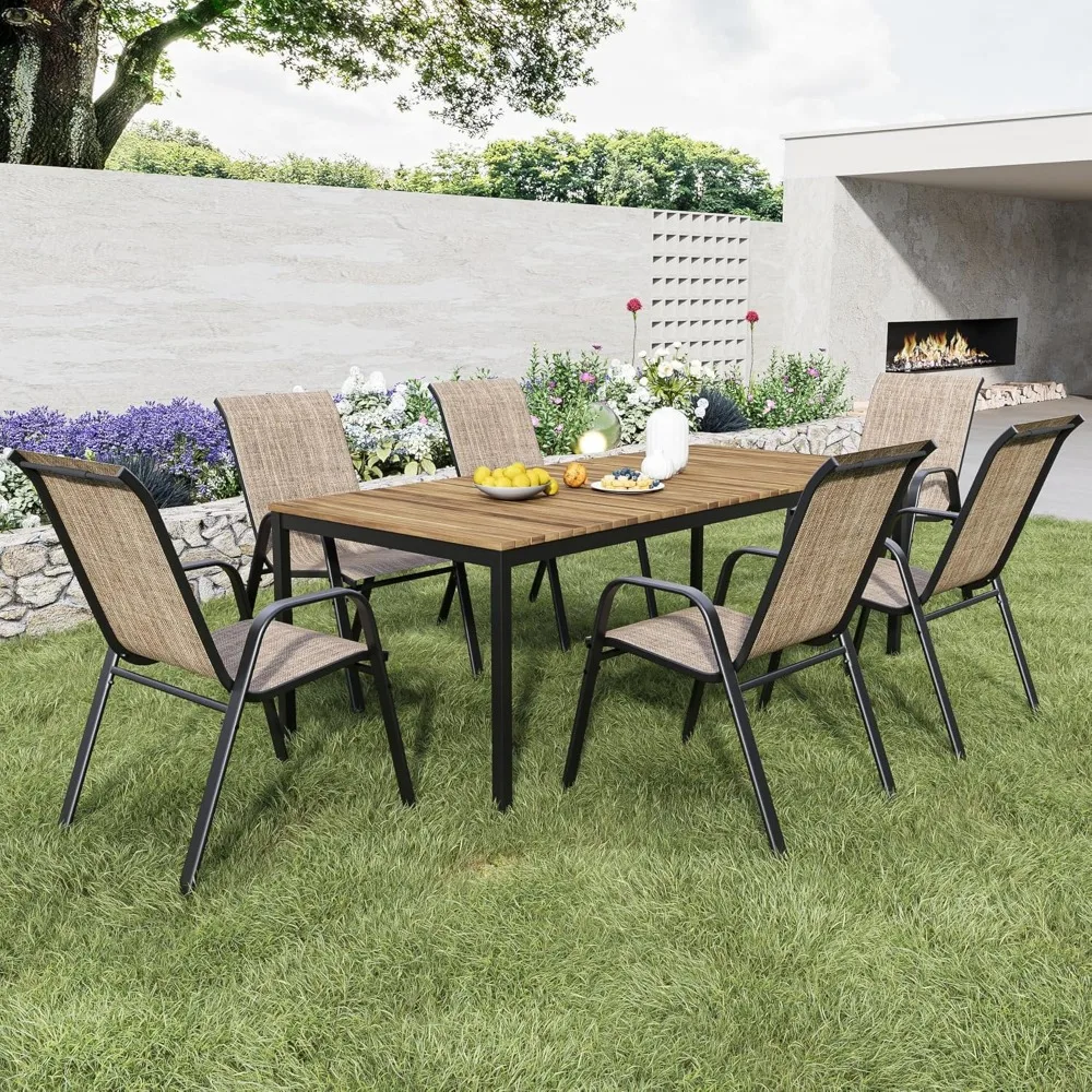 Patio Dining Chairs Set of 4 Outdoor Stackable Dining Chairs for All Weather 330lbs Capacity Heavy Duty Textilene Fabric image 4