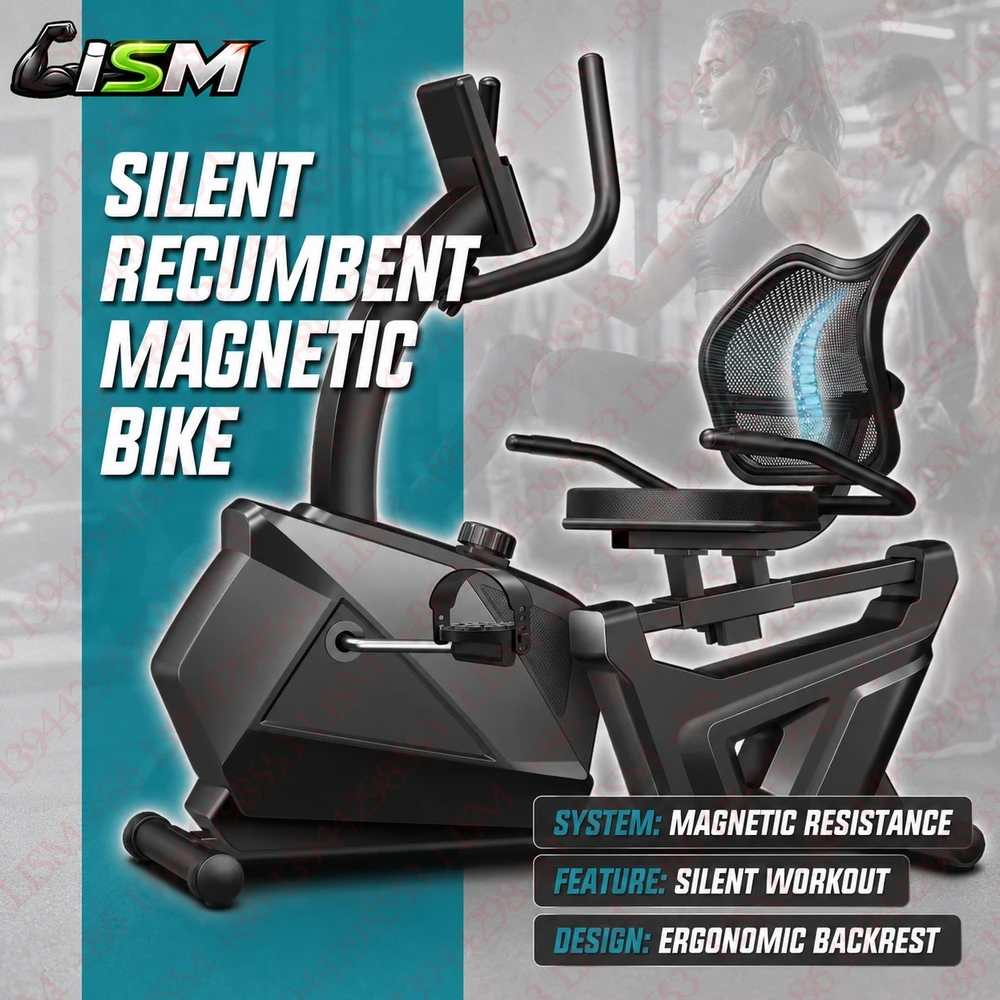 

Quiet Recumbent Exercise Bike Seniors Adults Magnetic Indoor Stationary Cycle LCD Display Home Gym Cardio Fitness Equipment Set