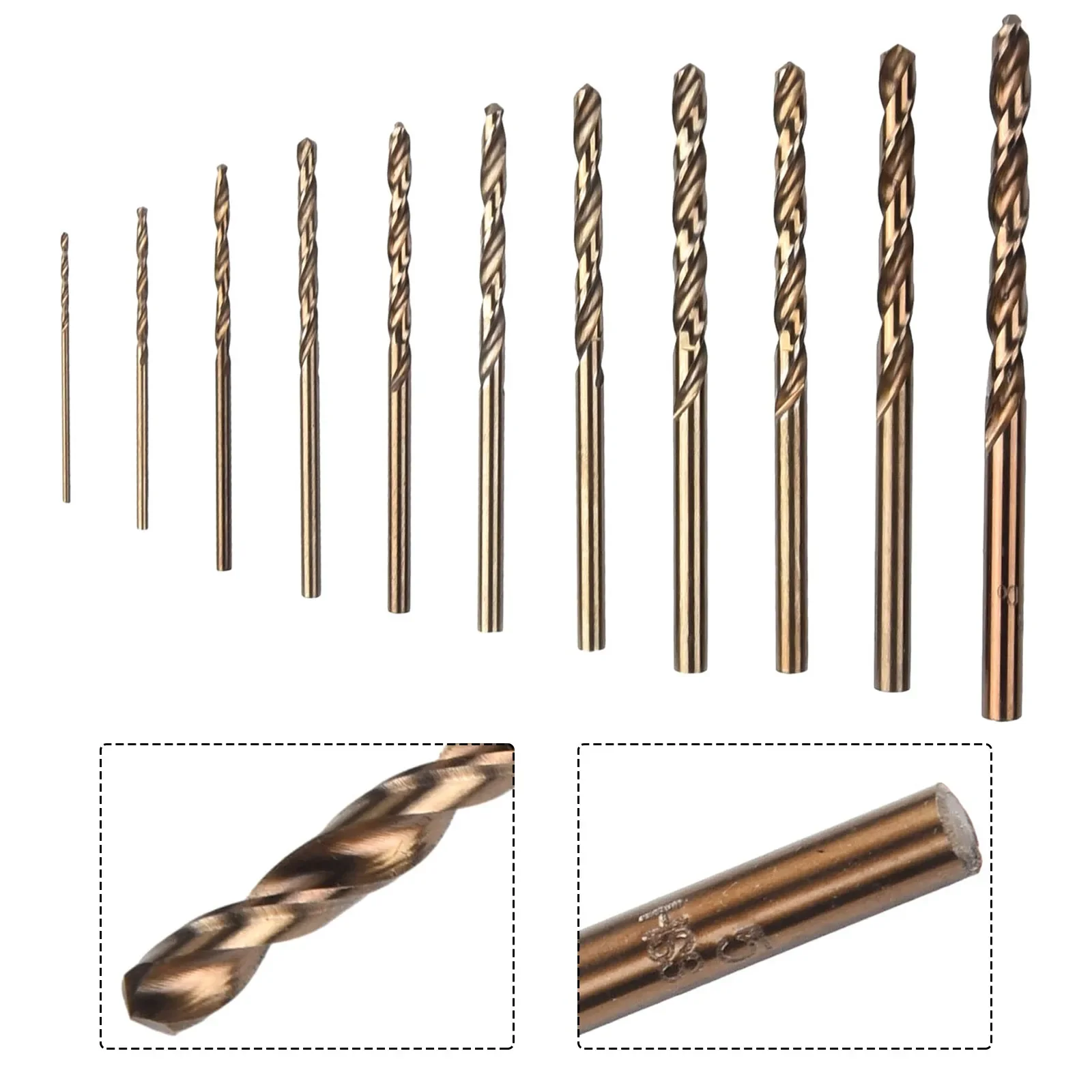 Round Shank Drill Bit Set, cobalto, aço inoxidável, madeira, perfuração de metal, ferramenta elétrica, HSS-Co, 5%, M35, 1-5mm Auger, 11pcs