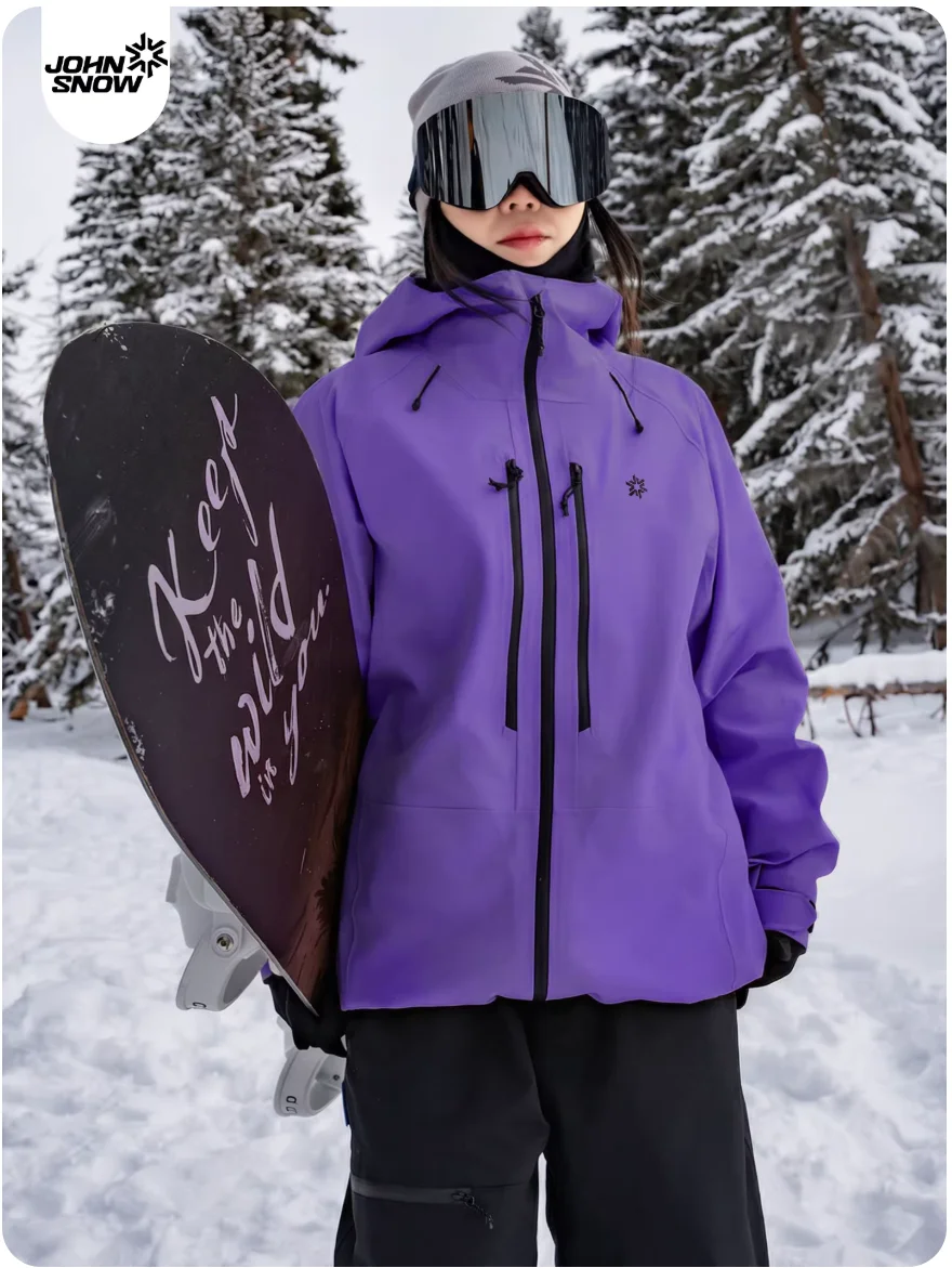 John Snow 2026 Unisex Hardshell Snowboard Jacket 3L Fully Taped Seam Waterproof Windproof Ski Coat for Outdoor Snow Sports