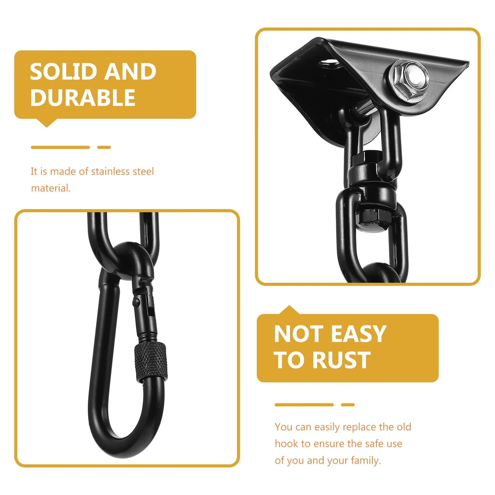 

Stainless Steel Hook Durable Swing Fitting Hammock Outdoor Trustworthy Suspension Hook Kit Practical Safe Application Efficient