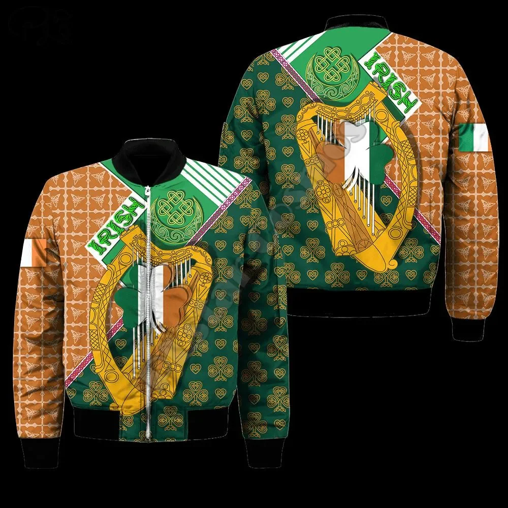 PLstar Cosmos irlandés Día de San Patricio 3D impreso moda hombres chaqueta Bomber Hip Hop Unisex Casual rompevientos Envío Directo D30