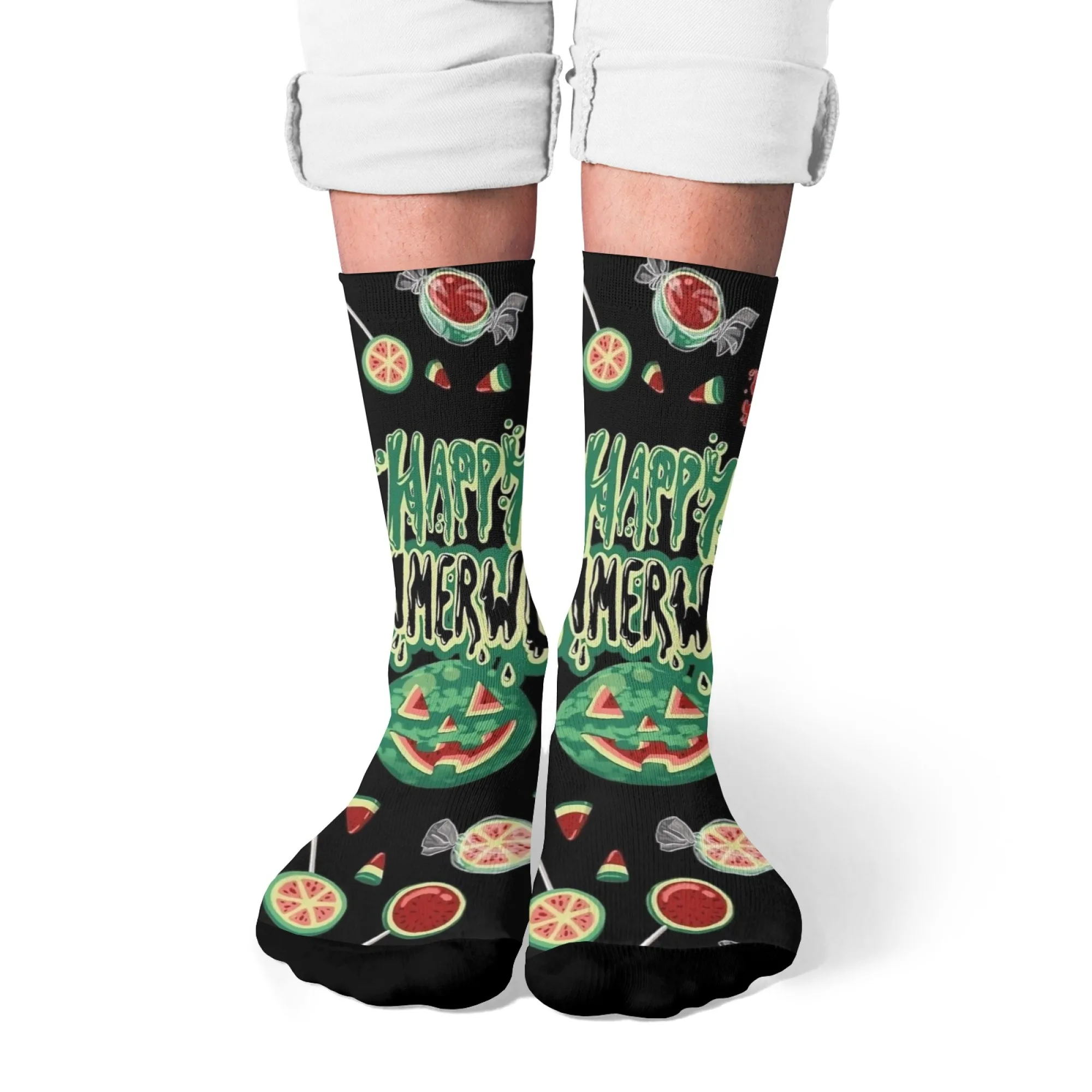 Летние забавные носки с изображением арбуза на Хэллоуин, новинка, уличная мода в стиле Харадзюку, забавные компрессионные носки, подарок унисекс