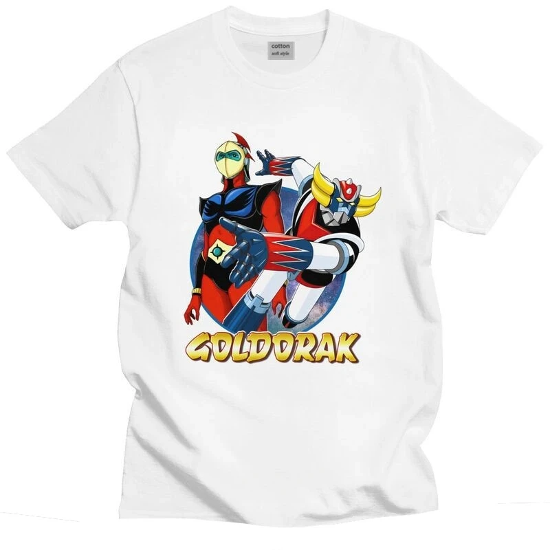 UFO Robot Goldorak Grendizer T Shirt Men Cotton Tshirt Urban Tees Short Sleeved Actarus Goldrake Anime T-shirts Fitted Clothing