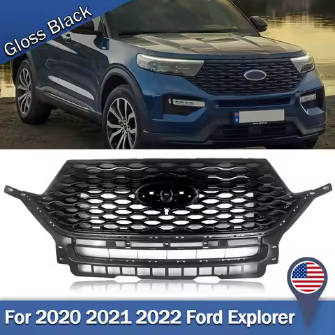 Gloss Black Grill Replace For Ford Explorer ST Sport Utility 4-Door 2020 2021 2022 Front Upper Grille Grill Assembly Trim Grid