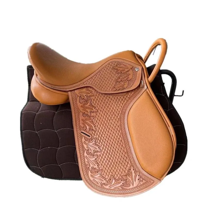 

cowhide comprehensive saddle, British saddle cowhide, comprehensive pommel saddle, full set of accessories for horse harness