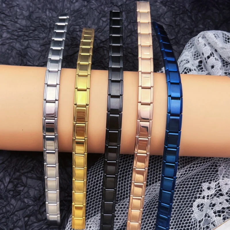 Italian Elastic Charm Bracelet 9mm Width Stainless Steel Bangle Fashion Women\'s Jewelry DIY Making Wholesale
