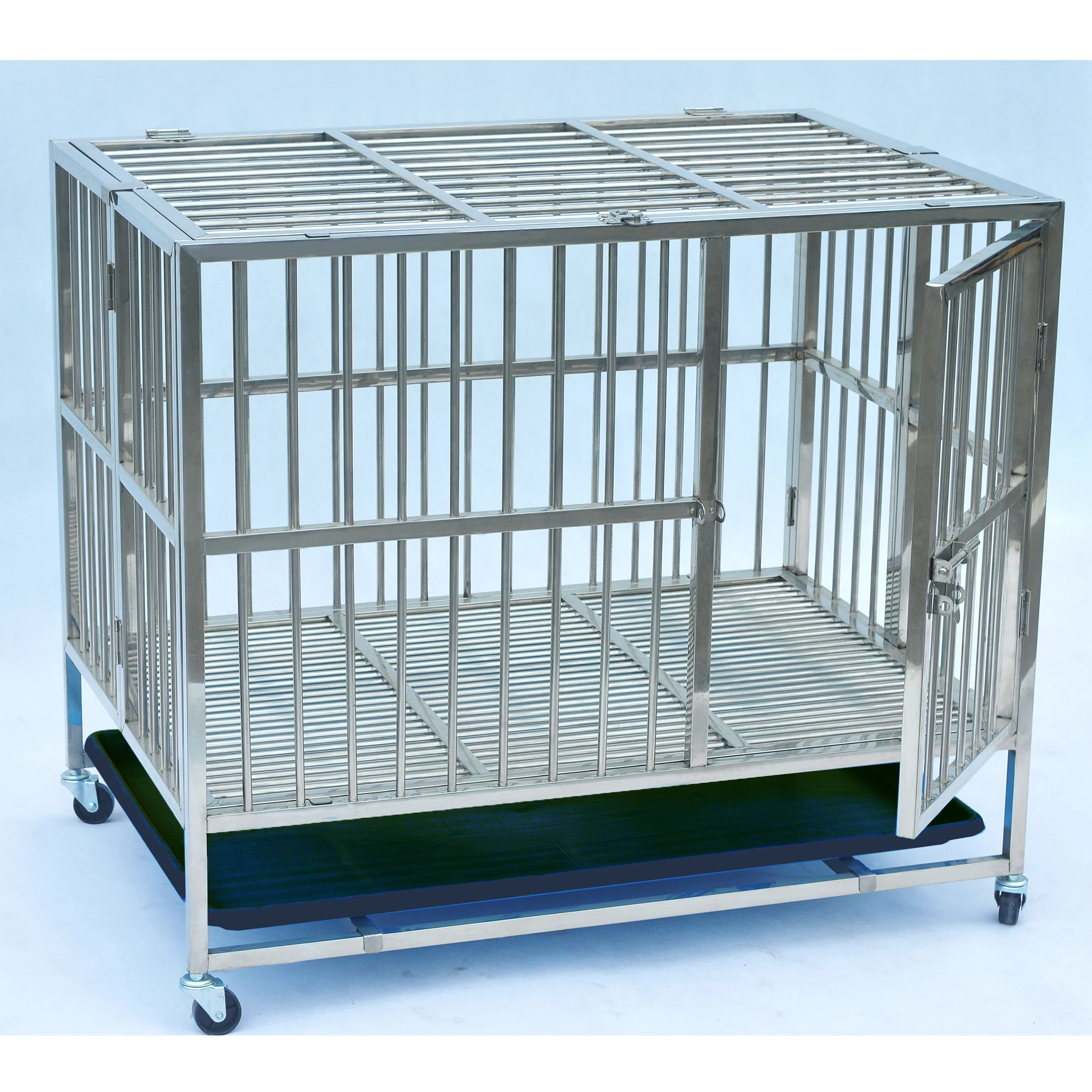 Small Pet Folding Wheel Cage Stainless Steel Indoor and Outdoor Kennel Kennel