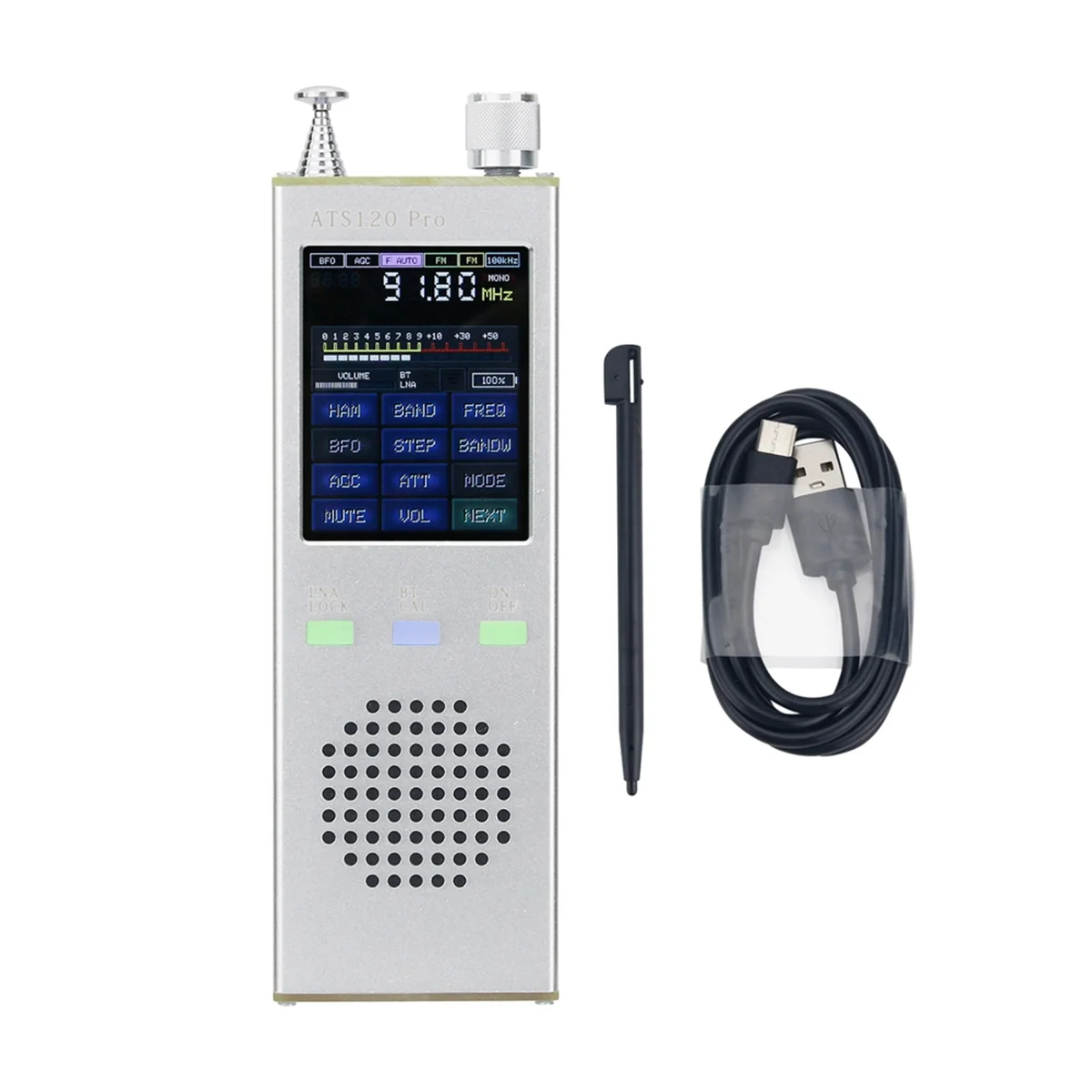 

ATS120Pro Radio for SI4732 FM SSB SDR AM LSB Full Band 2000MA CNC Aluminum Multi-Function Radio