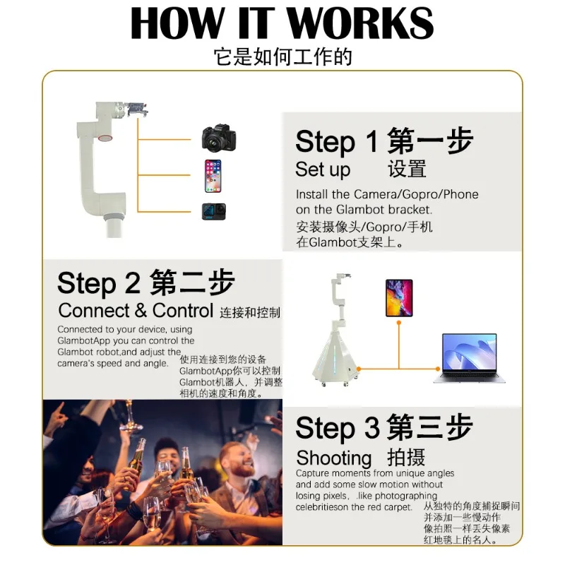 Roboterarm Photo Booth Gestensteuerung Filmschießmaschine