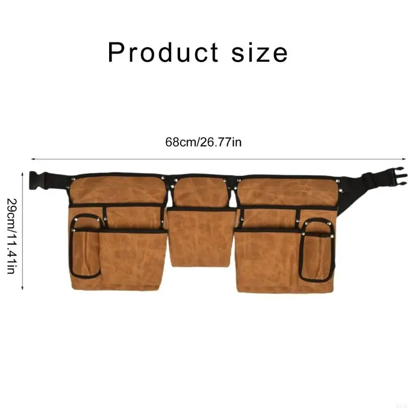 M4YC Essential Worker's Canvas Tool Belt 19 Pockets with Comfort Fit for All Day Use
