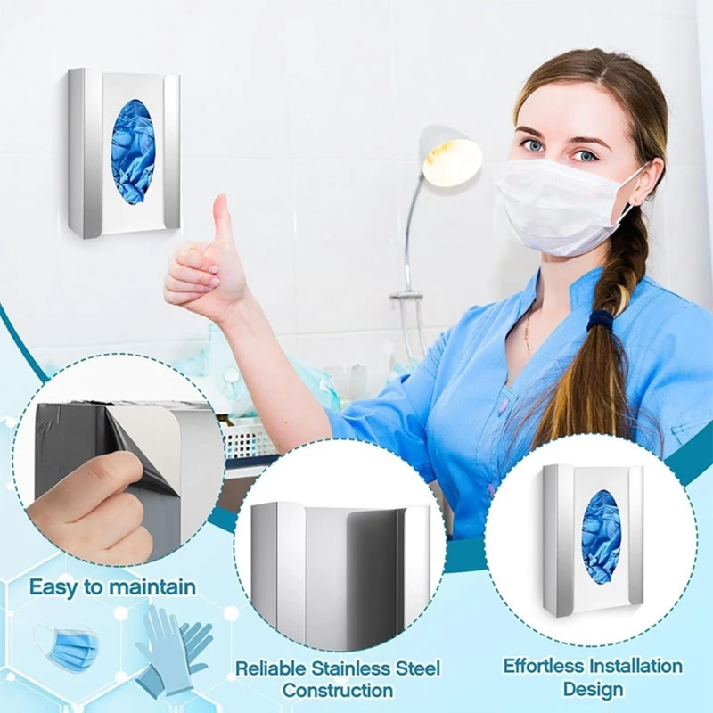 Wall Mount Glove Box Holder Metal Single Box Dispenser with Open Front Access, Fast Glove Retrieval for Lab Clinic Room D2RD