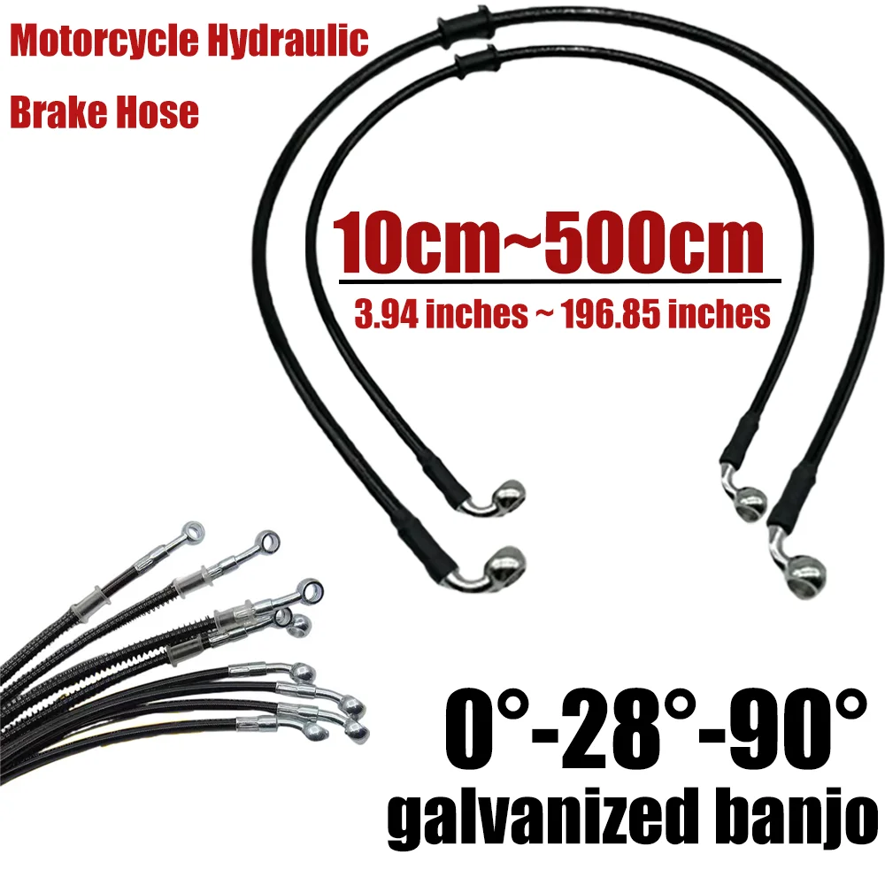 

0° 28°90° 10cm-500cm Motorcycle Hydraulic Brake Hose LineSpecificmulti Angle High-Temperature Resistant Brake Braided Black