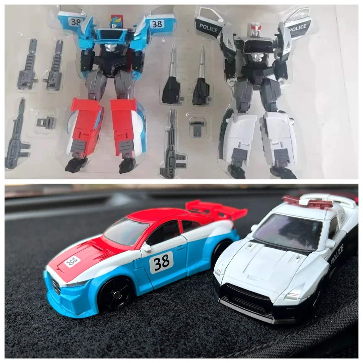

Stock transformation 2 pieces/set TT HF-01 Apocalypse armor police car smoke alarm red speed white patrol movable assembly toy