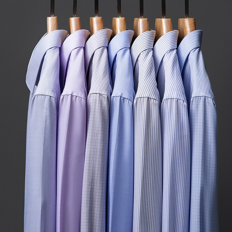 Easy Care Anti-Wrinkle Men Shirt Long Sleeves Dress Shirt Camisa Social Business Shirts Men Casual Long Sleeved White Black Blue