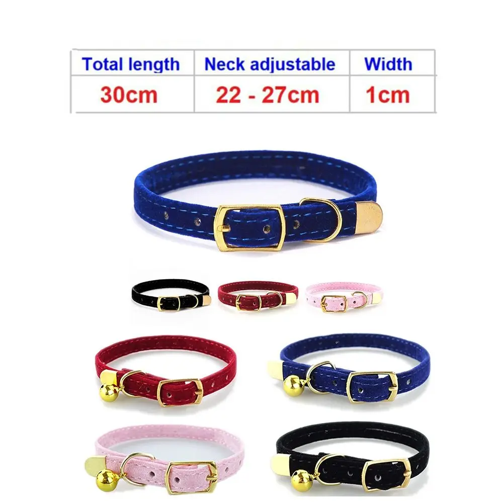 High Quality Cat Collar With Or Without A Bell Cat Dog Tie Adjustable Kitten Necklace Durable Cute Pets Flocking Cloth Collar