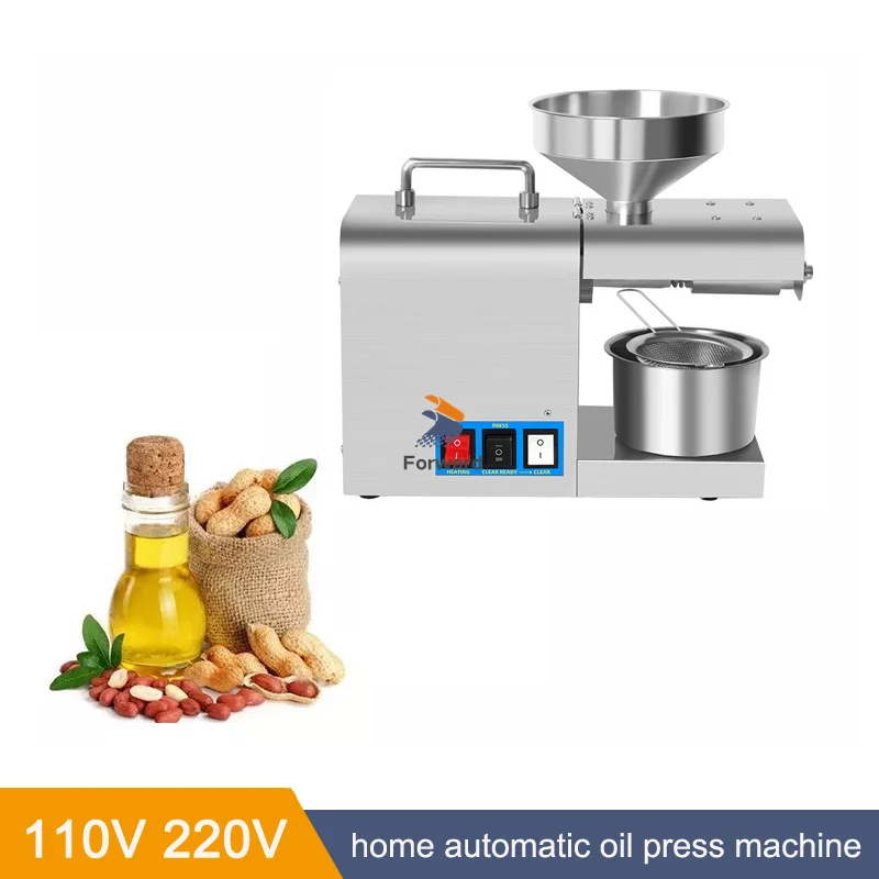 820W Oil Press Machine Automatic Electric Oil Presser Hot Cold Stainless Steel Oil Extractor Expeller for Flax Peanut Sesame 