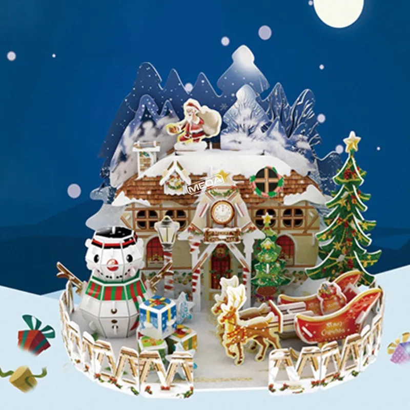 8 Style Christmas Castle Building 3D Puzzle Model X'max House Architecture Construction Jigsaw Puzzles Toys Kids Christmas Gift