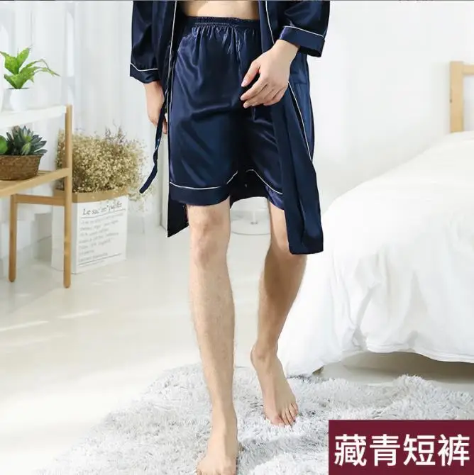 New Arrival Silky Satin Men Sleep Bottoms Summer Casual Home Wear Animal Print Shorts Male Pyjama Short Skeep Pants