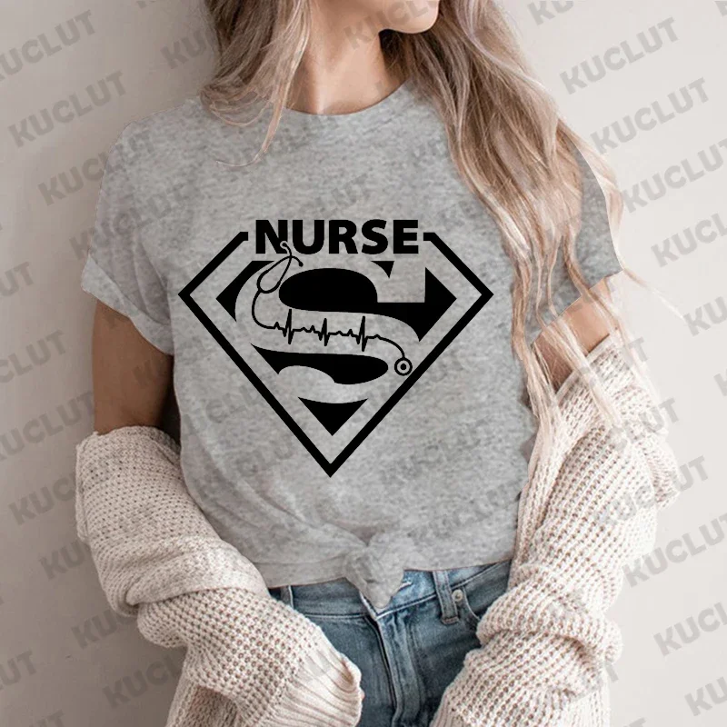 T-shirts for Women Clothing Nurses Heartbeat Tshirts Nursing Shirt Nurse Hero Tee Tops Funny Nursing Tshirts for Women Clothes