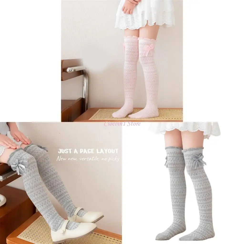 

Y1UB Over Talf Nocks Bowknot Long Носки на колене для девочек 3-8 лет