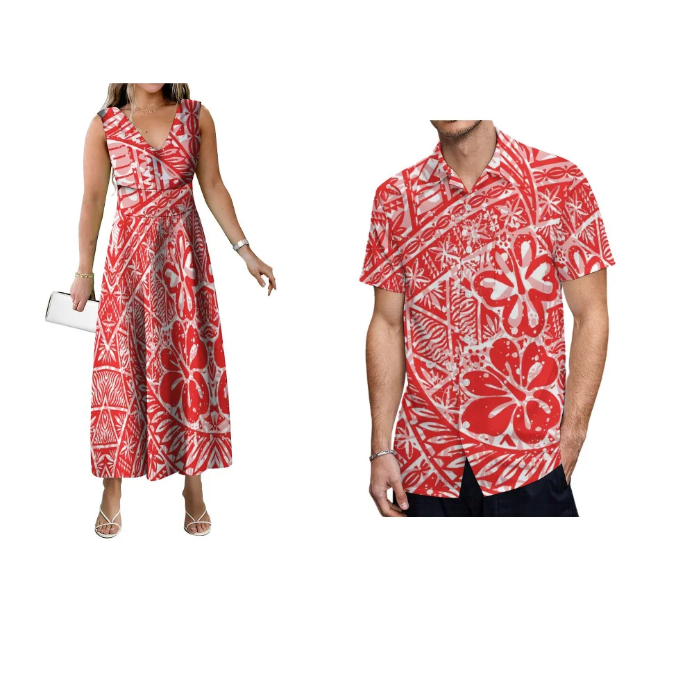 

Fiji Samoa Art Print Custom Polynesian Men'S And Women'S Suits Couple Party Banquet Couple Suits High Quality Dress Shirt