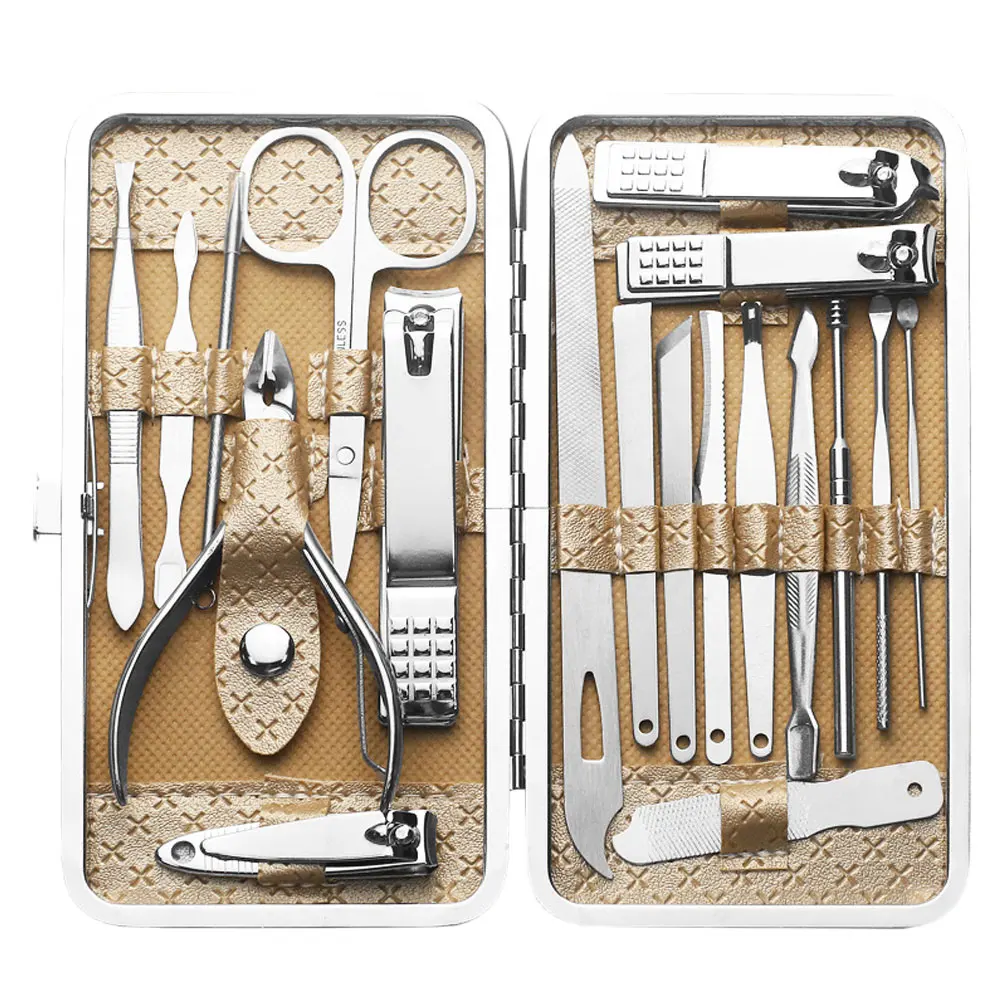 

1 set 1 Set Nail Clipper Kit Stainless Steel Cuticle Nippers Professional Manicure Tools For Dead Skin Remover Trimmer Khaki