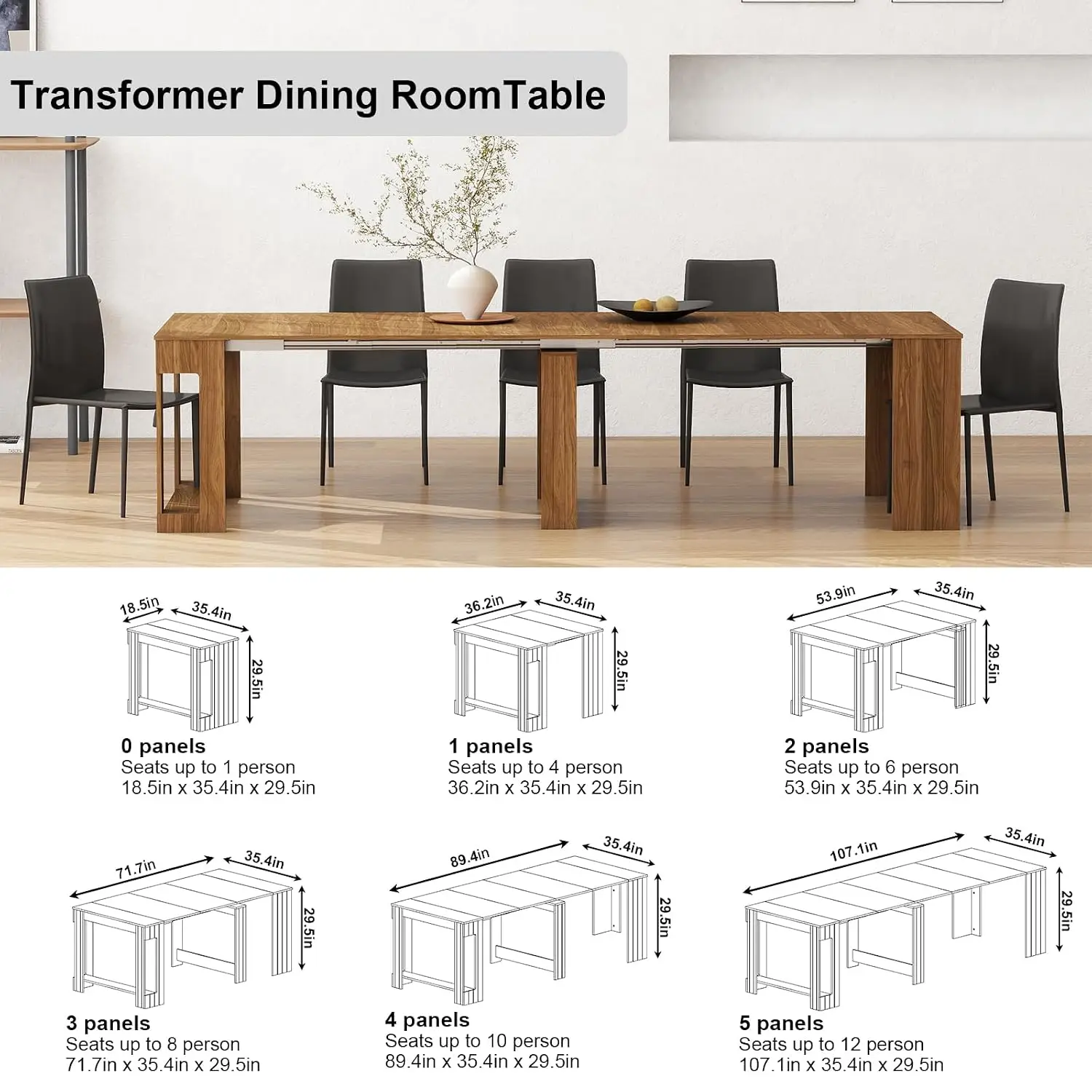 Extendable Console Dining Table for 2-12 People Folding Expandable Wood Space Saving Table for Home Kitchen Office, Customized