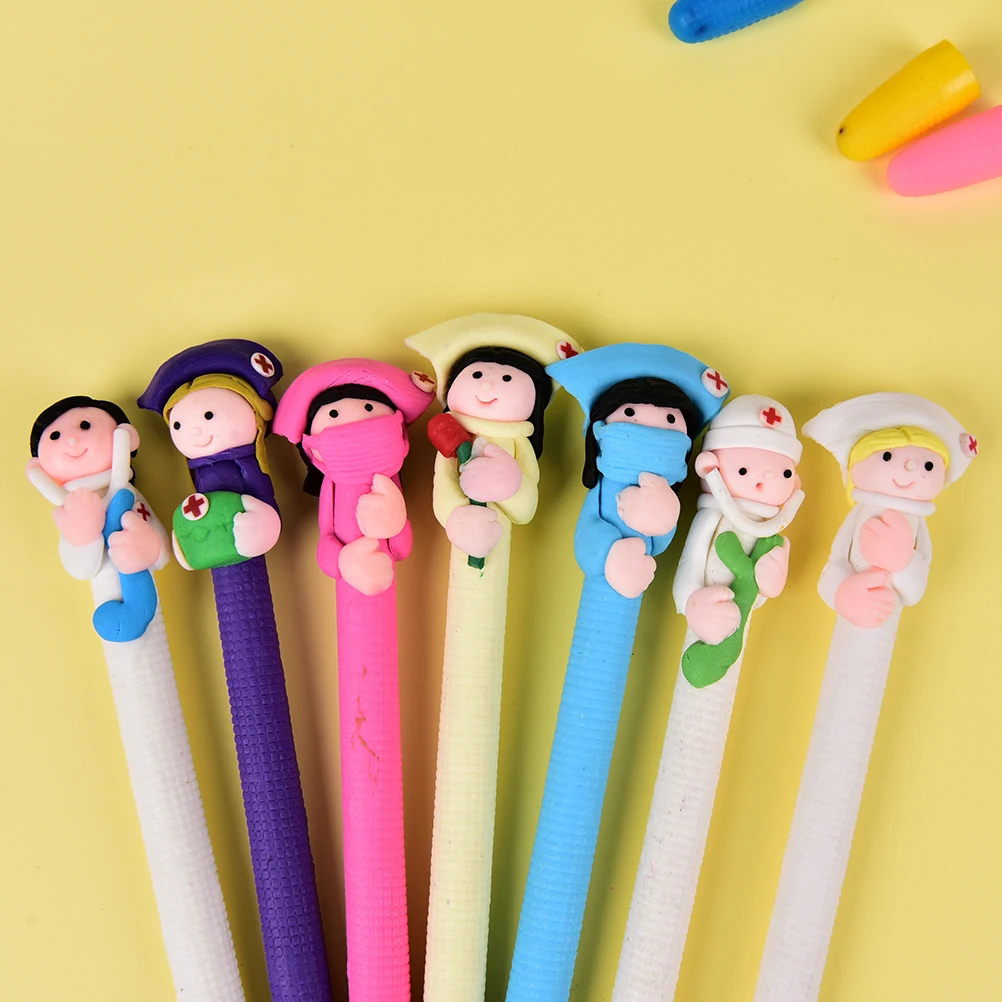 5Pcs Character Polymer Clay Ball Ballpoint Pen Creative Stationery