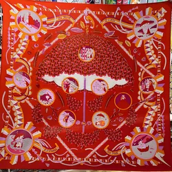 red Big Cashmere Silk Scarf Hand-rolled Edges Shawl Women Warm Soft Winter Accessories Decoration 135cm