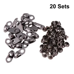20 Set Boot Lace Rivets Black Boots Shoe Hooks Laces Grommets Eyelet Button Fastener Metal for Shoes
