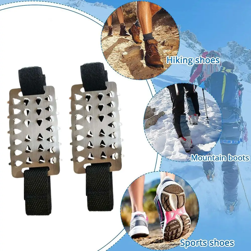 1 Pair Ice Claw Gripper Climbing Anti Slip Spikes Shoes With Climbing Outdoor Sports Shoes Camping Portable Spike Equipment H7U4