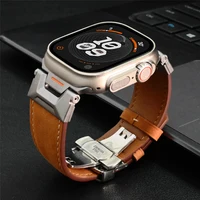 Correa de cuero para Apple Watch Ultra 2, Correa de reloj de 49mm para IWatch series 9, 7, 8, 6, 5, 4, Se 3, 45mm, 44mm, 42mm