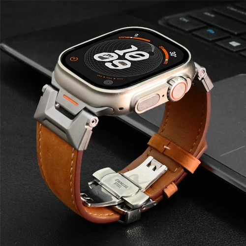 Imagen 1 del producto Correa de cuero para Apple Watch Ultra 2, Correa de reloj de 49mm para IWatch series 9, 7, 8, 6, 5, 4, Se 3, 45mm, 44mm, 42mm