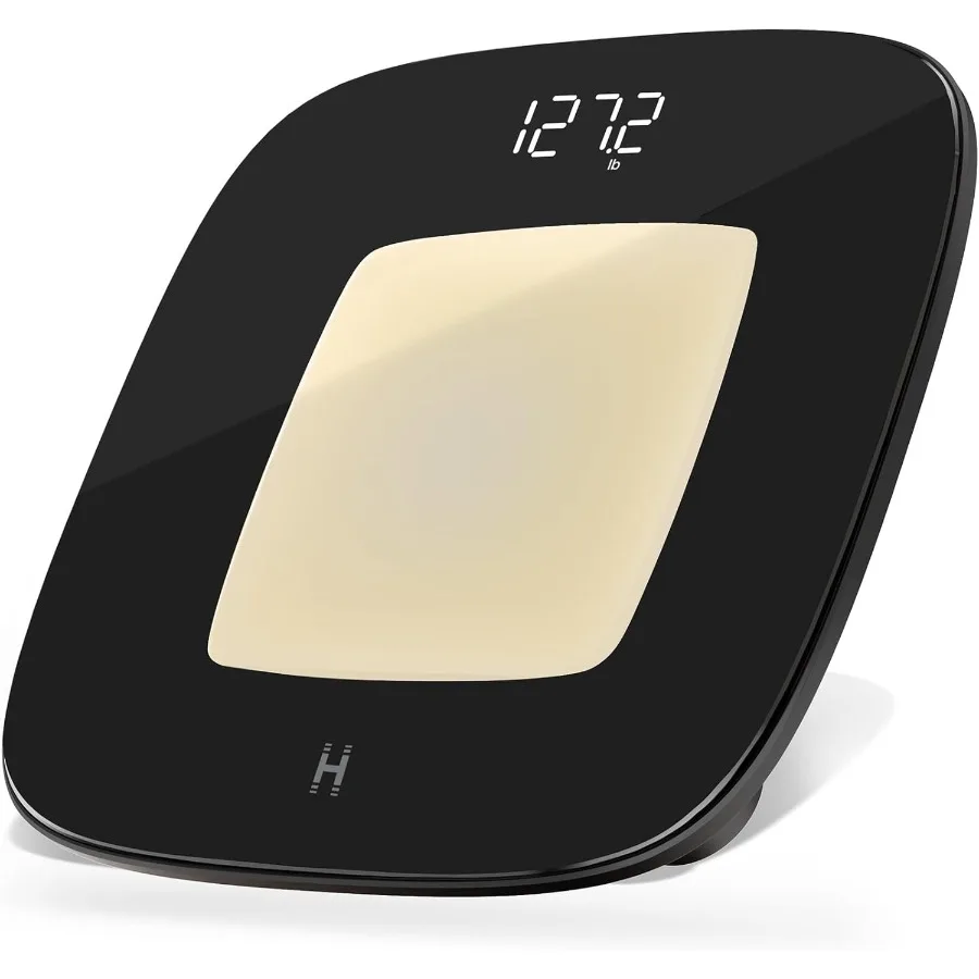 ميزان حمام رقمي مع إضاءة مركزية محيطة بمستشعر للحركة للحمامات المنزلية الحديثة تصميم أنيق من الزجاج المقسى #1