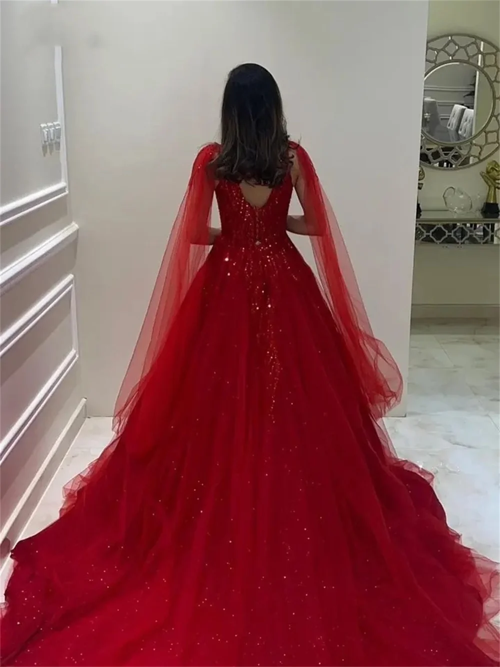 Amanda Lace Embroidery Tulle vestidos de noche Detachable Shawl Prom Dresses Elegant Sleeveless Floor-Length Formal Evening 2024