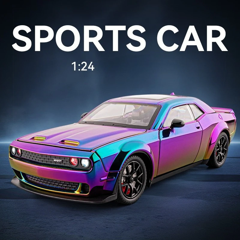 

Electroplated 1/24 Simulation Dodge Hellcat SRT Alloy Muscle Car Model Sound Light Children Boy Metal Toy Vehicle Miniature