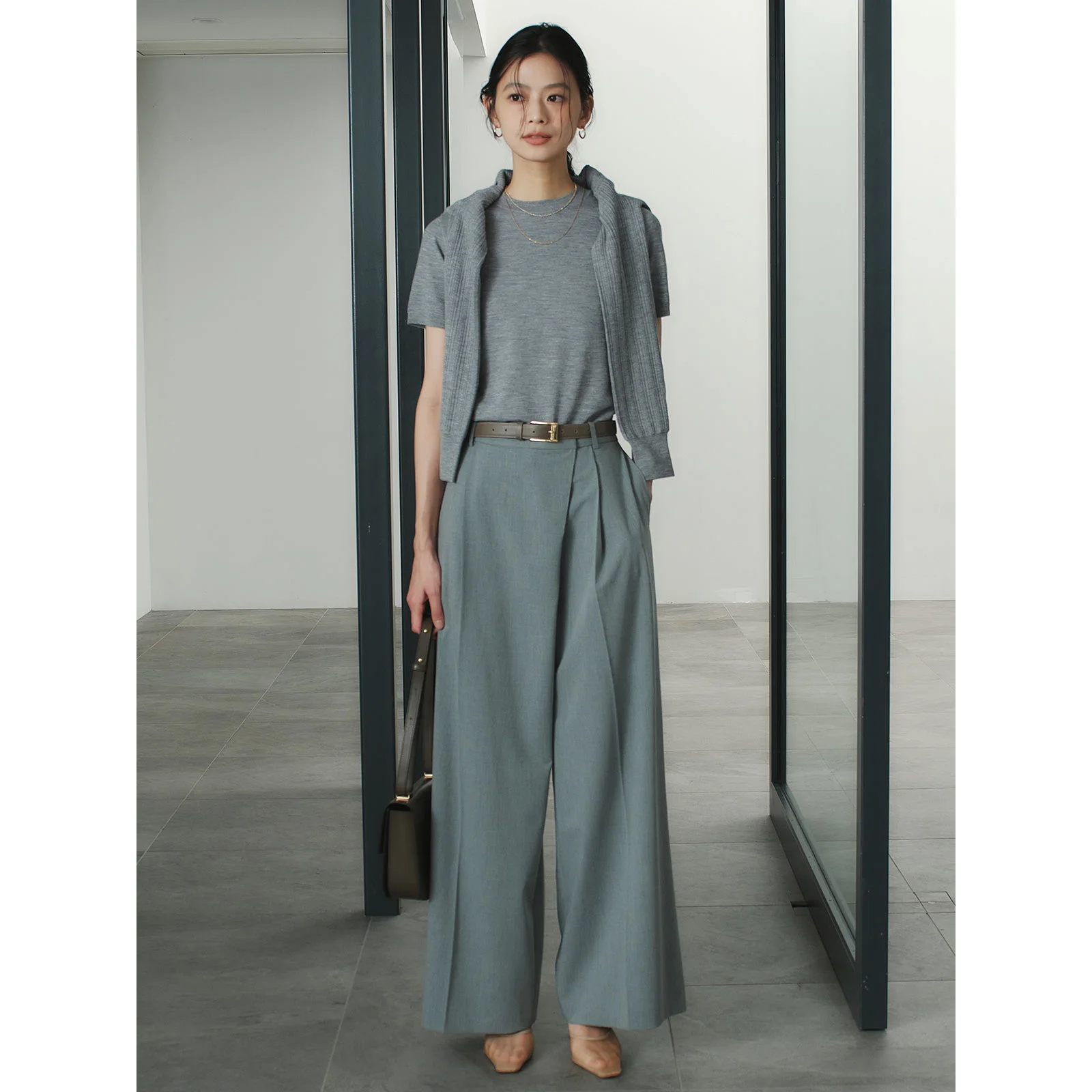 

High Waist Straight Leg Woolen Fabric Pants Nuns Old Money Style Wrap around Trousers Suit Pants Elegant Lady Commute