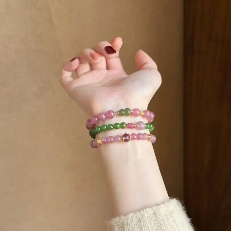 

Natural amethyst green stone bead new Chinese style cultural and playful fashionable and versatile high-end temperament